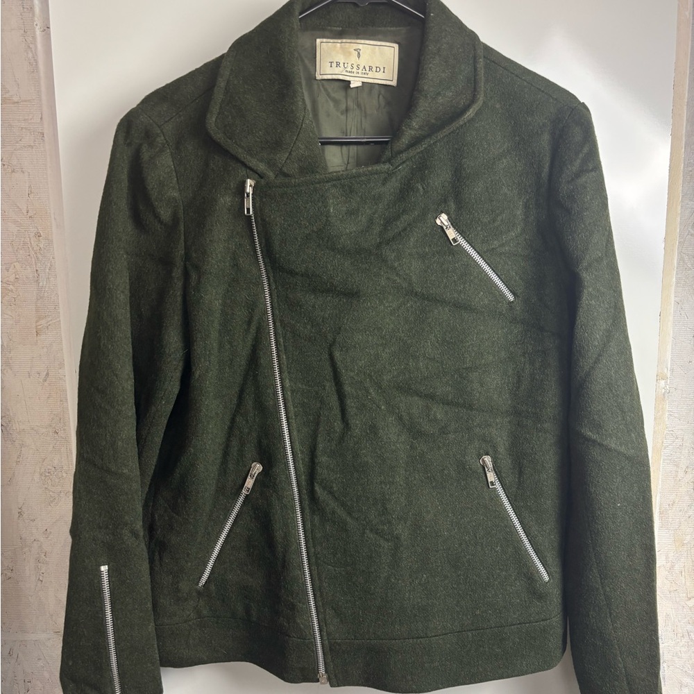 Trussardi wool‎ alpaca moto jacket